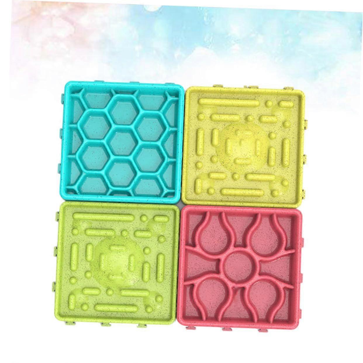 4Piece Slow Feeder Dog Bowl Set, Made of EcoFriendly TPR Material for Large Dogs and Puppies, Promotes Slow Eating and Prevents Tipping Over