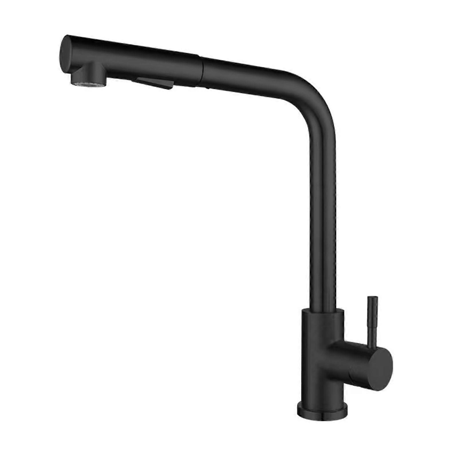 Extendable Delsteel Kitchen Faucet with 3 Connections, 360° Rotatable Sink Mixer Tap with Dual Spray Modes for Water Heater (Black)