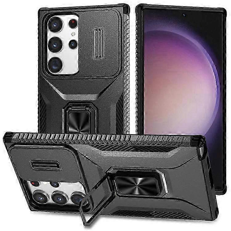 Samsung Galaxy S23 Ultra Case with Camshield & Kickstand, Anti-Slip TPU+PC Phone Cover Compatible with S23 Ultra