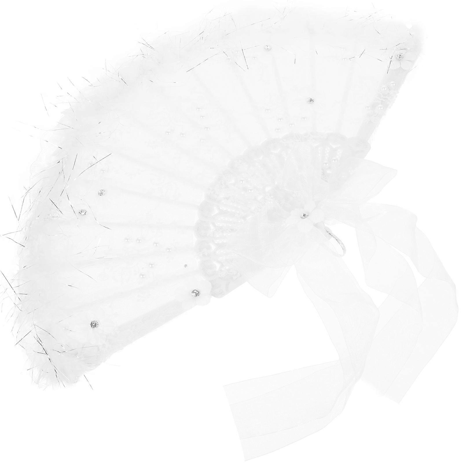 Plume Folding Fan Cheongsam Performance 1 Set Unique Chinese Style Dancing Fan