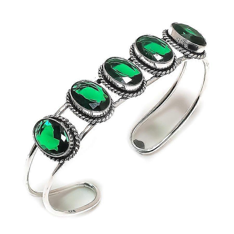 Natural Chrome Diopside Gemstone 925 Sterling Silver Cuff Bangle Adjustable N5I95