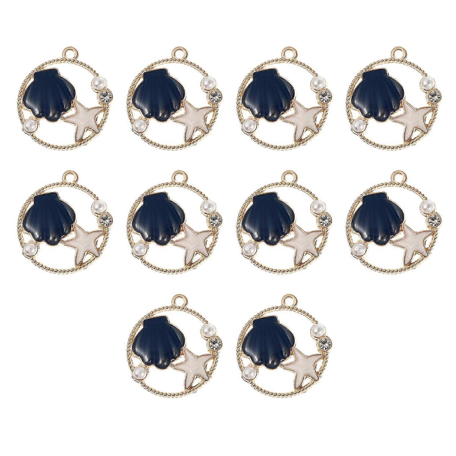 10pcs Sea Shell & Star Charms for DIY Jewelry Making Lightweight Beach Themed Pendants for Necklaces & Bracelets, Craft & Decoration Use