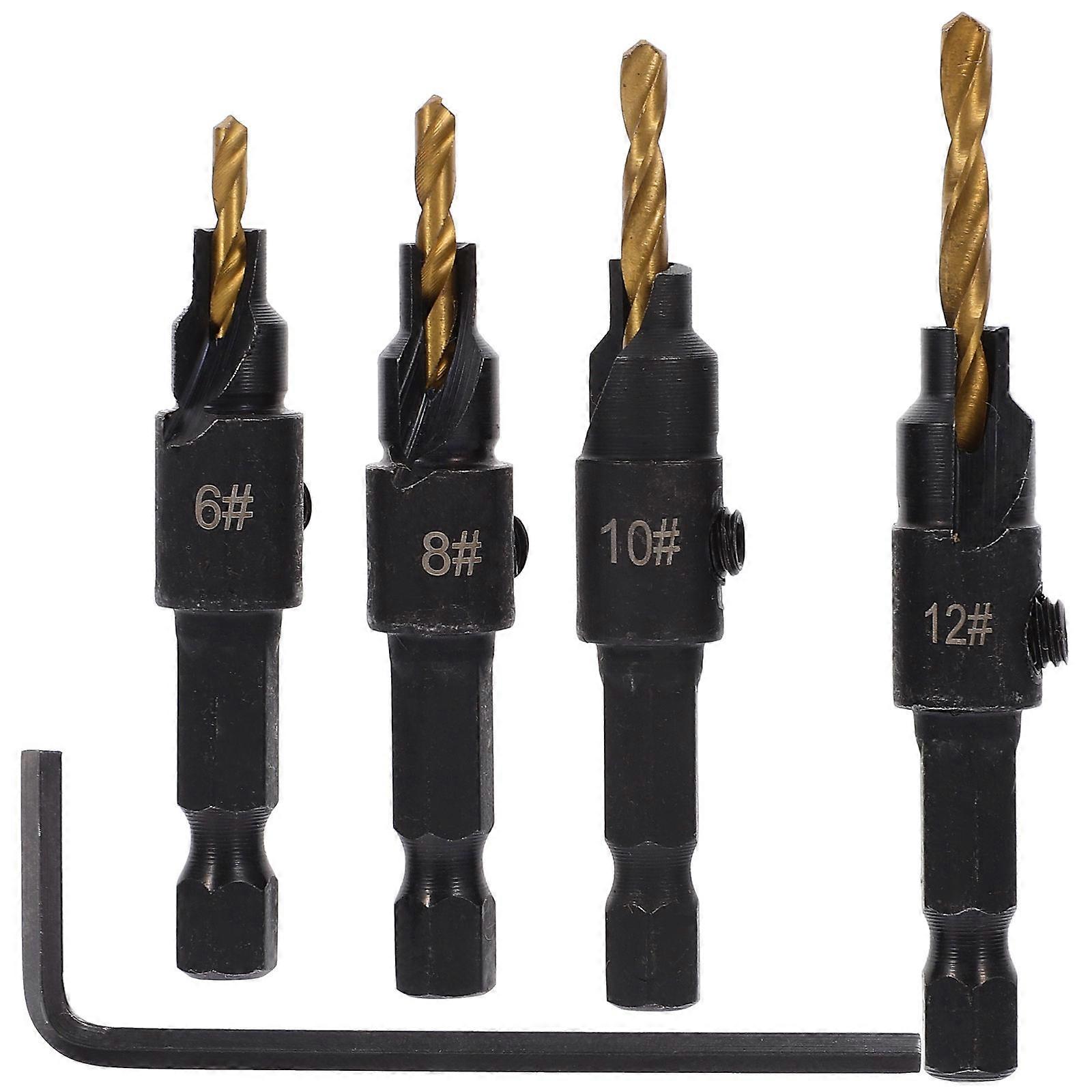 Golden Titanium Plated Steel Woodworking Drill Bit Set for Home Use with 1 Wood Splitter Efficient