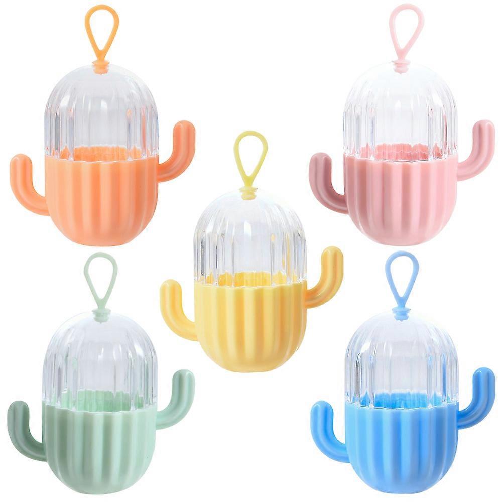 5pcs Transparent Cactus Makeup Sponge Storage Boxes, Portable Cosmetic Egg Holder for Travel and Home Use, Blending Sponge Organizer for Vanity
