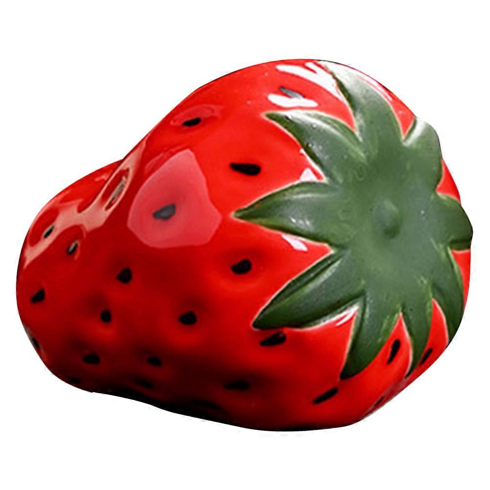 Ceramic Strawberry Shaped Teapot Lid Holder for Decor Red Vibrant Color Crafted Lifelike Quality