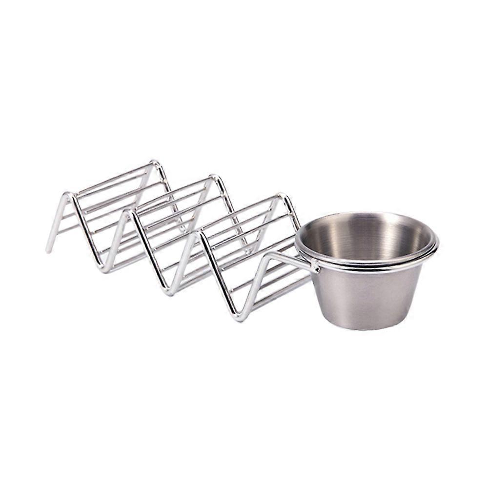 Taco Holder 304 Stainless Steel Tray for Storage Silver Color Suitable for Any Occasion 3 or Hard Taco Shells
