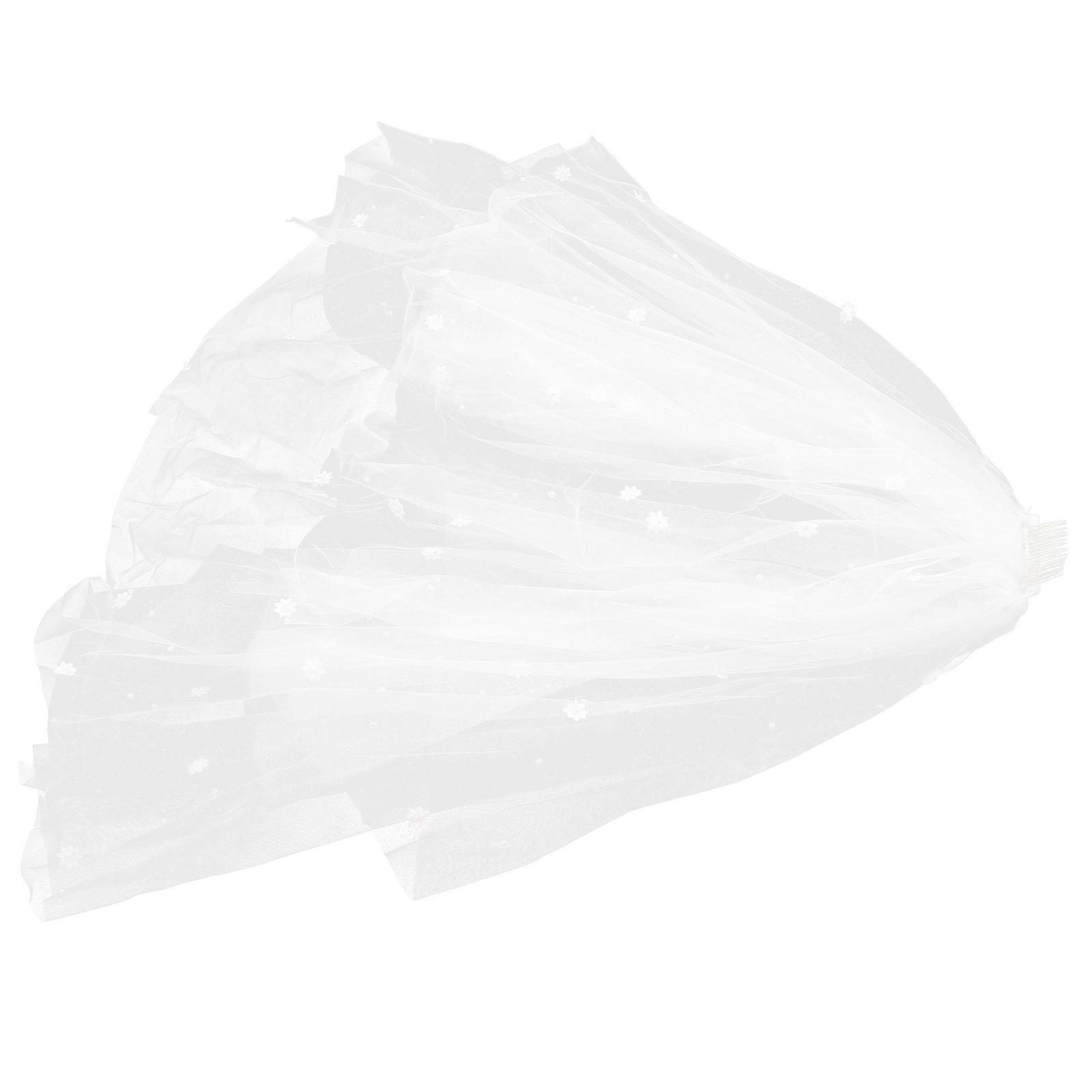 White Wedding Veil Two-Layer Spray Gold Edge Accessory Photography Prop 1Pack