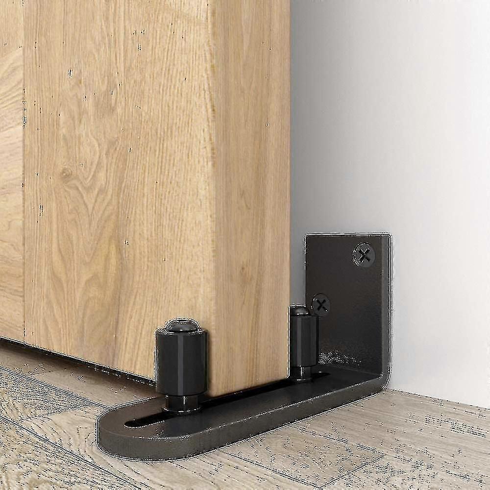 Sliding Barn Door Floor Guide, Adjustable Roller Hardware Kit, Black