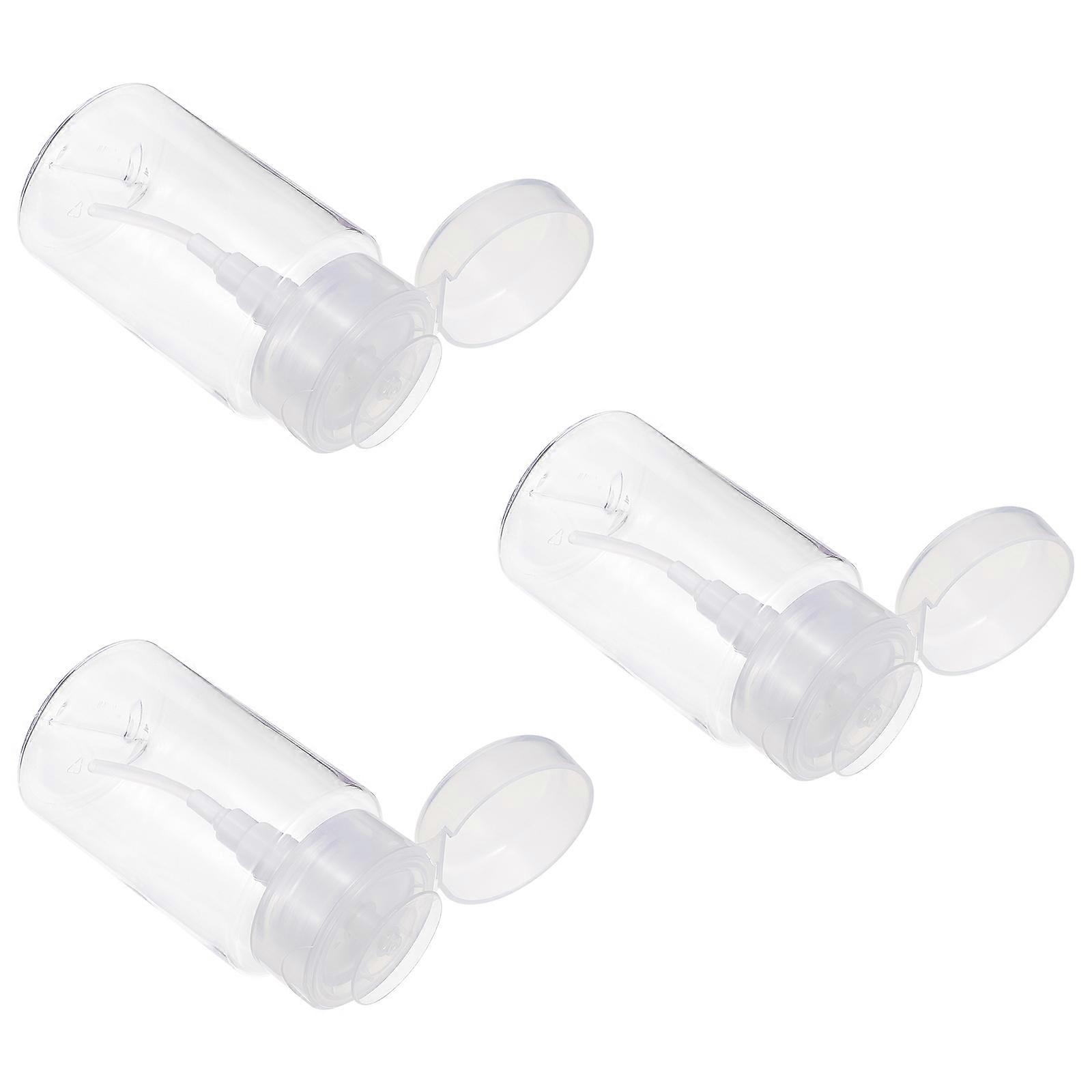 Manicure Press Bottle for Storage 3Pcs White Plastic Liquid Bottles