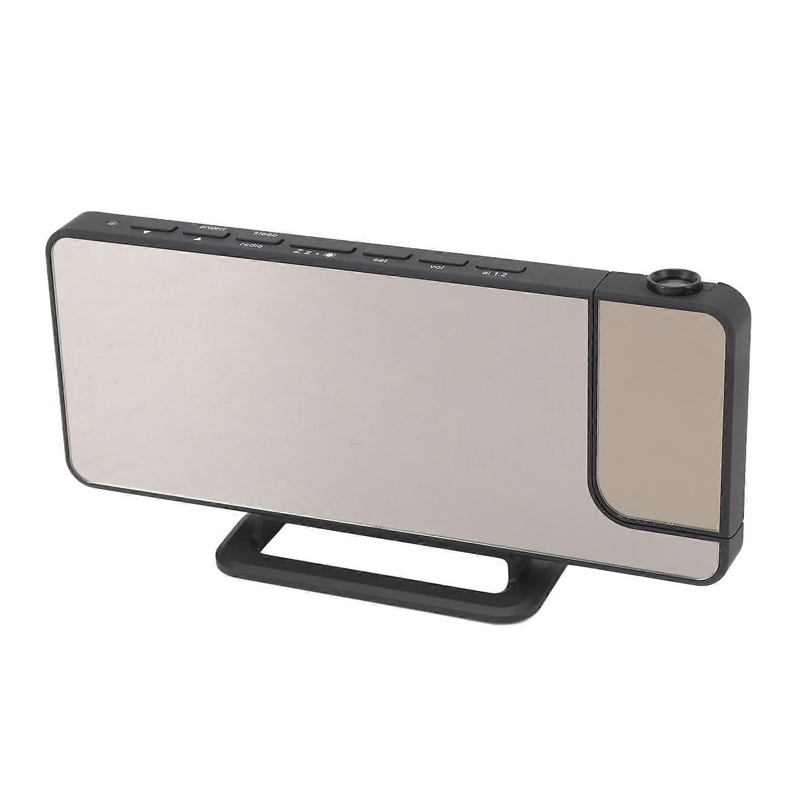 Projection Digital Alarm Clock Radio Large Mirror LED Temperature Humidity Display for Bedroom Ceiling 