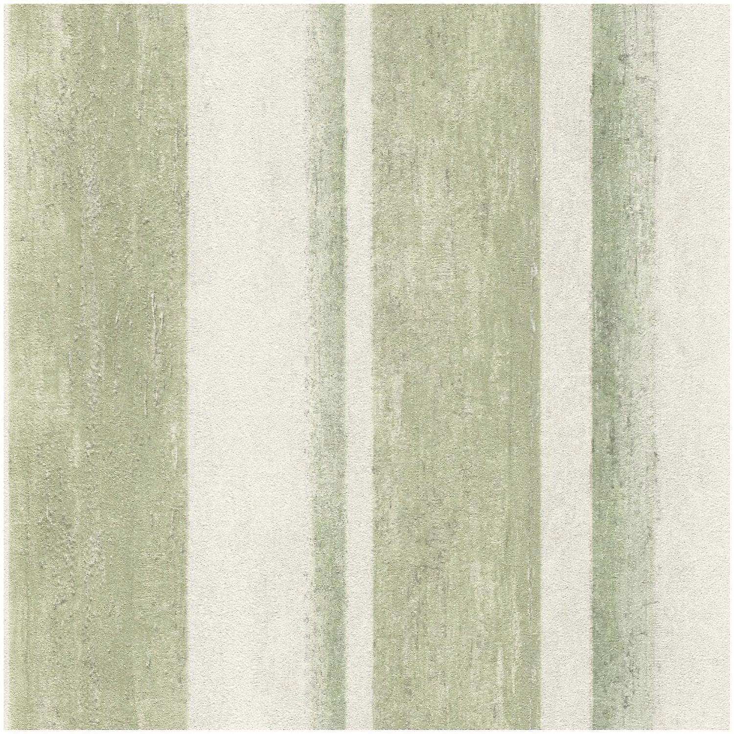 Rasch Linares Stripe Sage Green Cream Wallpaper