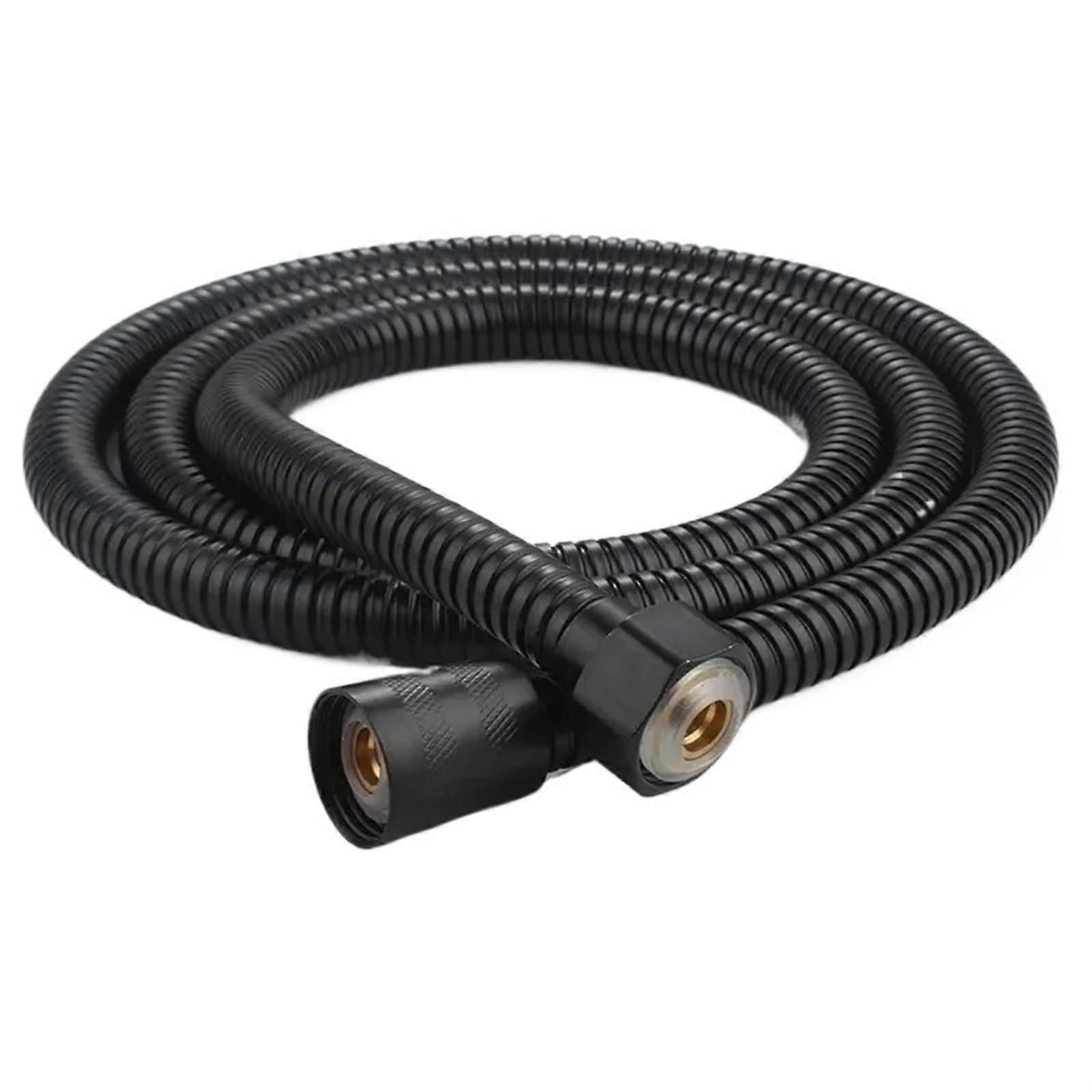 Brauseschlauch 2m Schwarz, Edelstahl Bad-Duschschlauch, Badezimmer Zubehör, Wasserleitung, Halterung, Ersatzteile