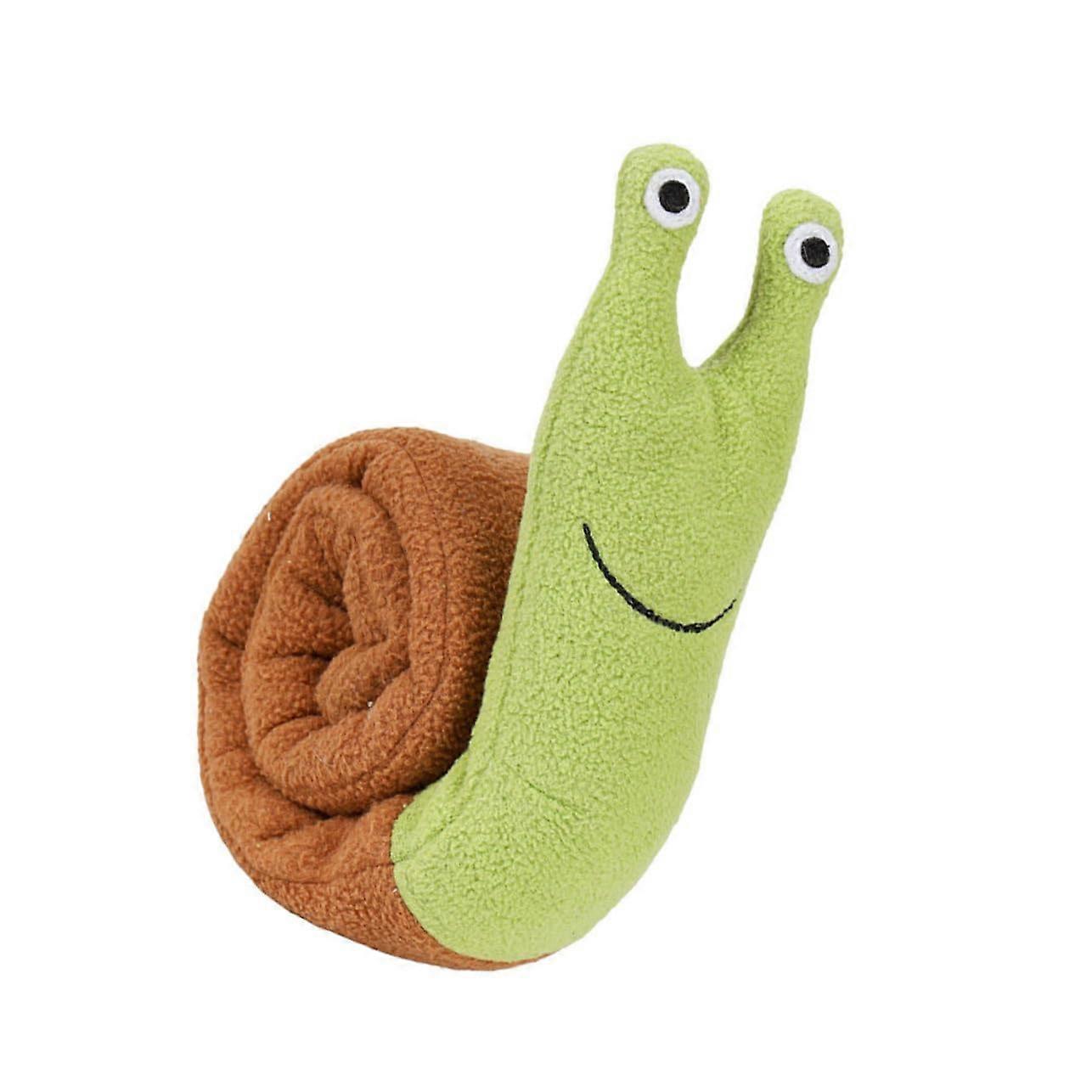 Snail Shaped Pet Teething Plush Dog Puzzle Dispenser Green Brown Interactive Chew Toy for Dogs Reduces Boredom and Encourages Training