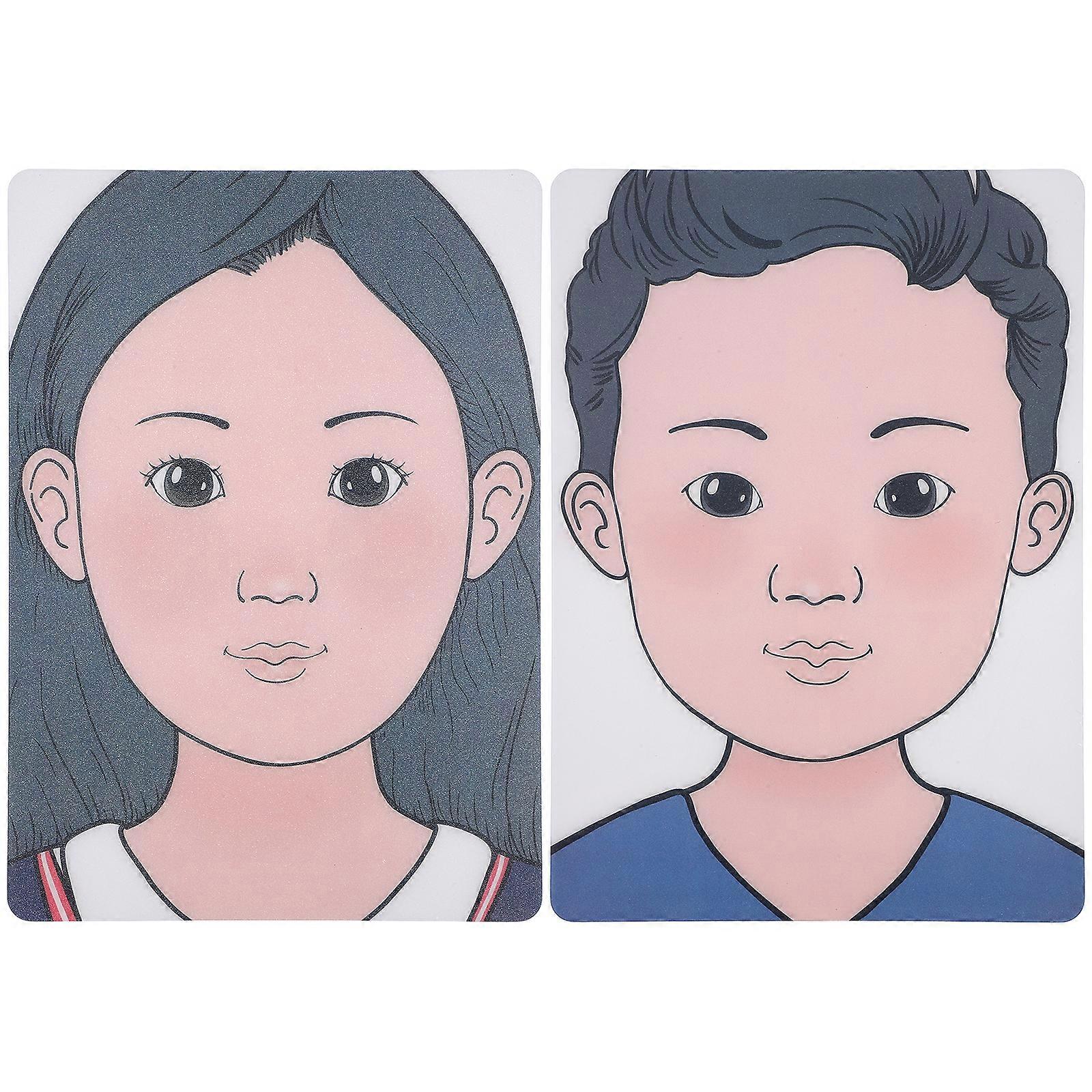 2Pcs Plastic Practice Face Training Makeup Template Model Face Painting Board Eyelid Practice Face