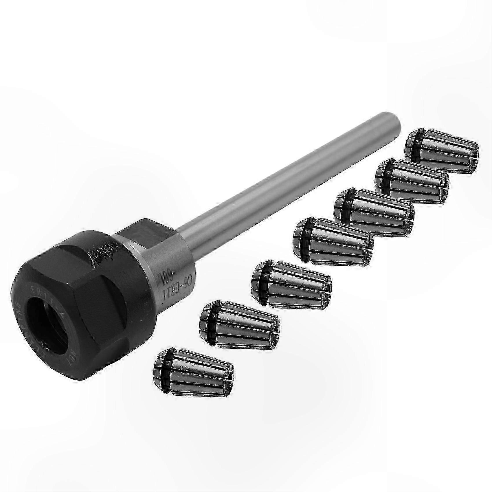 1 Set of ER11 C6 Compatible Extension Rods and Bars with Straight Shank Including 7 Pcs Collets and ER11A Adapter