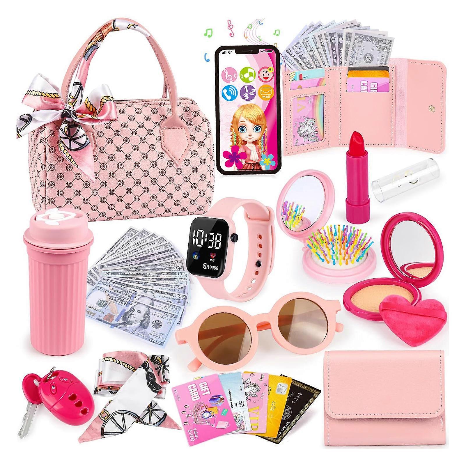 Little Girls Purse Fashion Kids Cosmetics Make Up Set Complete Portable Play Set Present for Little Girls