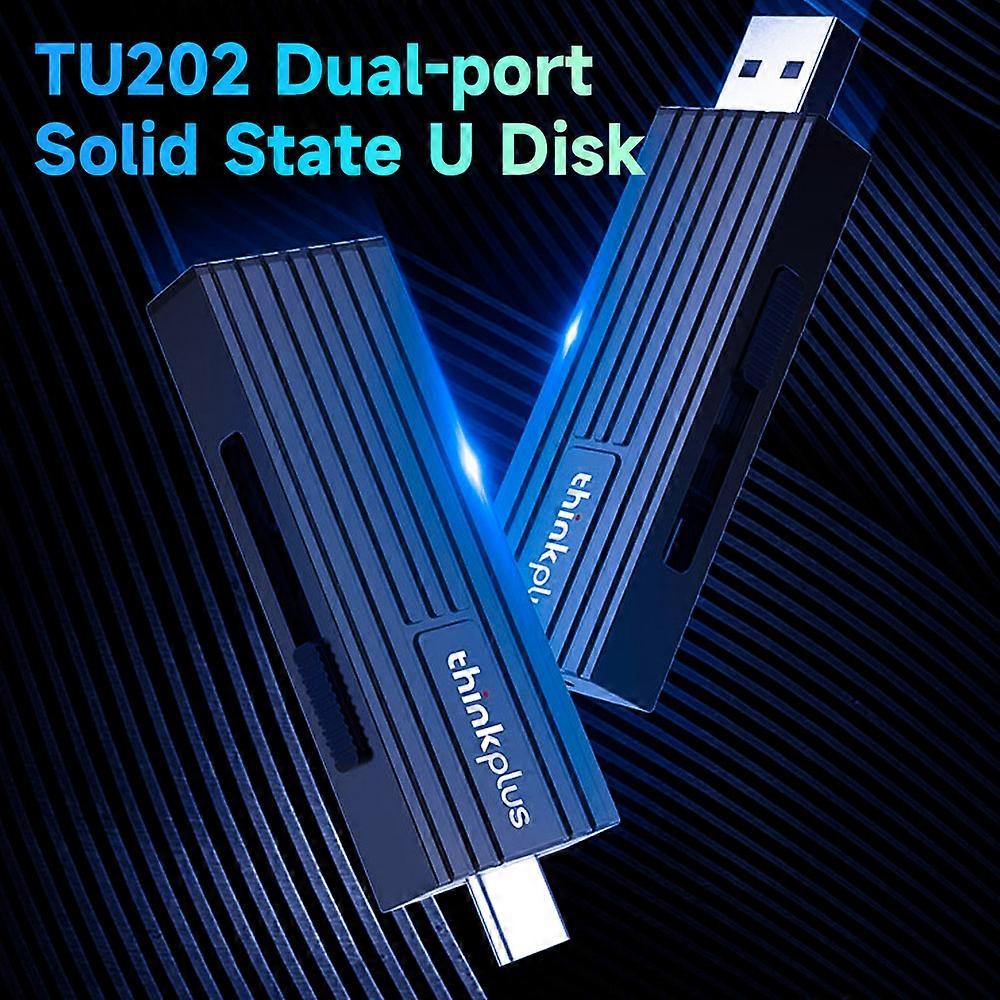 thinkplus TU202 256GB USB3.0/Type-C Dual-port Portable Solid Sate U Disk High-speed USB Flash Drive for Smartphone PC Laptop