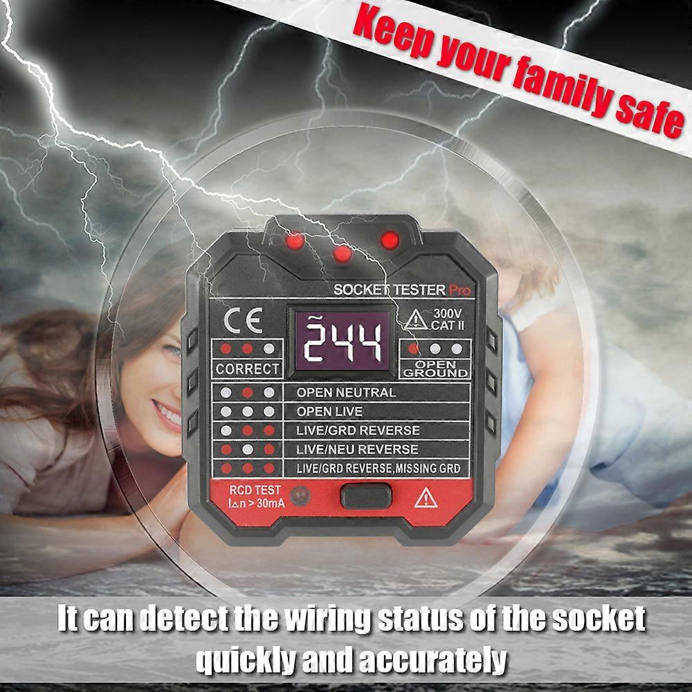 KKM5 Digital Socket Tester Voltage Detector 65x62x55mm Black