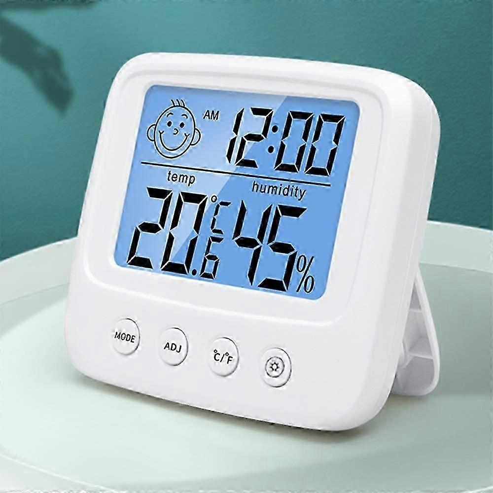 Digital Hygrometer Indoor Thermometer Room Thermometer and Humidity Gauge with Temperature Humidity Monitor, Backlight, Clock & / Function