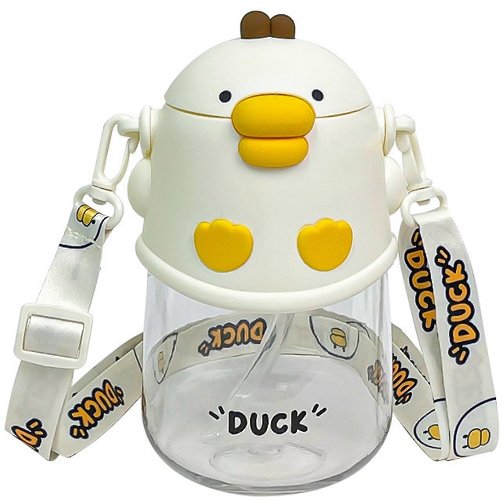 Duck Water Bottle 780ml Portable Leakproof Cute Design with Lid, Handle, Straw for School, Travel, and Shopping