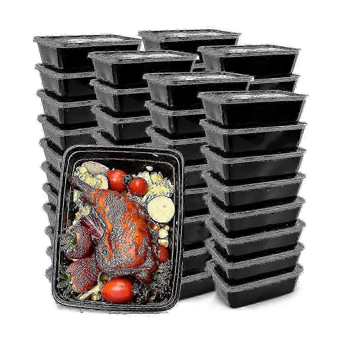 50-Pack Reusable Plastic Food Storage Containers, Bento Lunch Boxes for Meal Prep & Portion Control