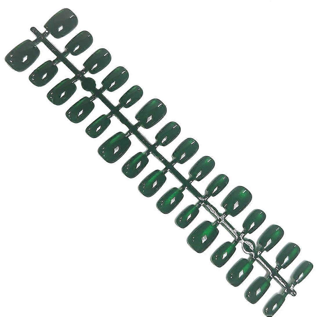 Jade cat-eye press-on nails, ultra-thin and shiny European square, DIY daily manicure