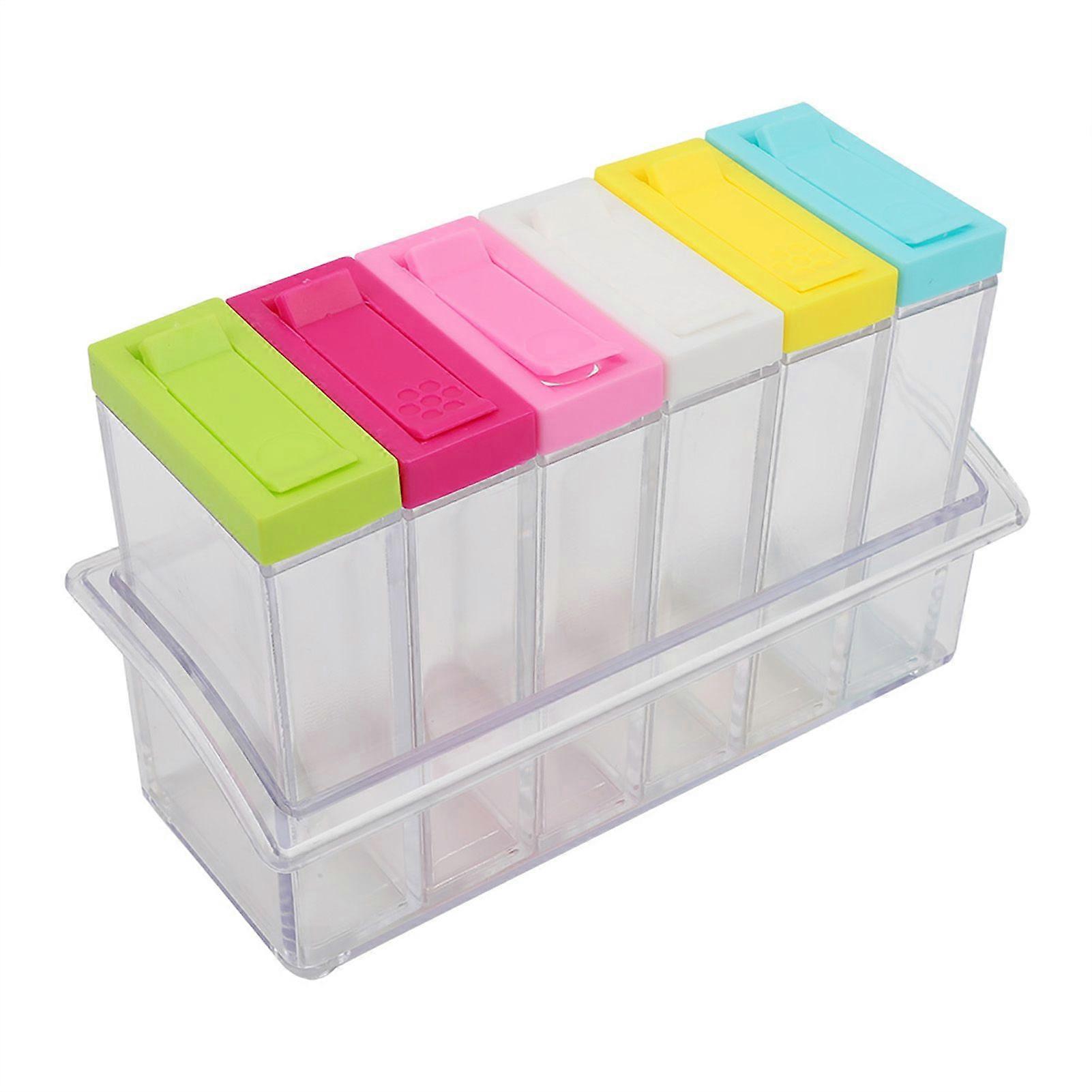 Transparent Plastic Seasoning Bottles Jars 6 Boxes Set Kitchen Tool Accessories