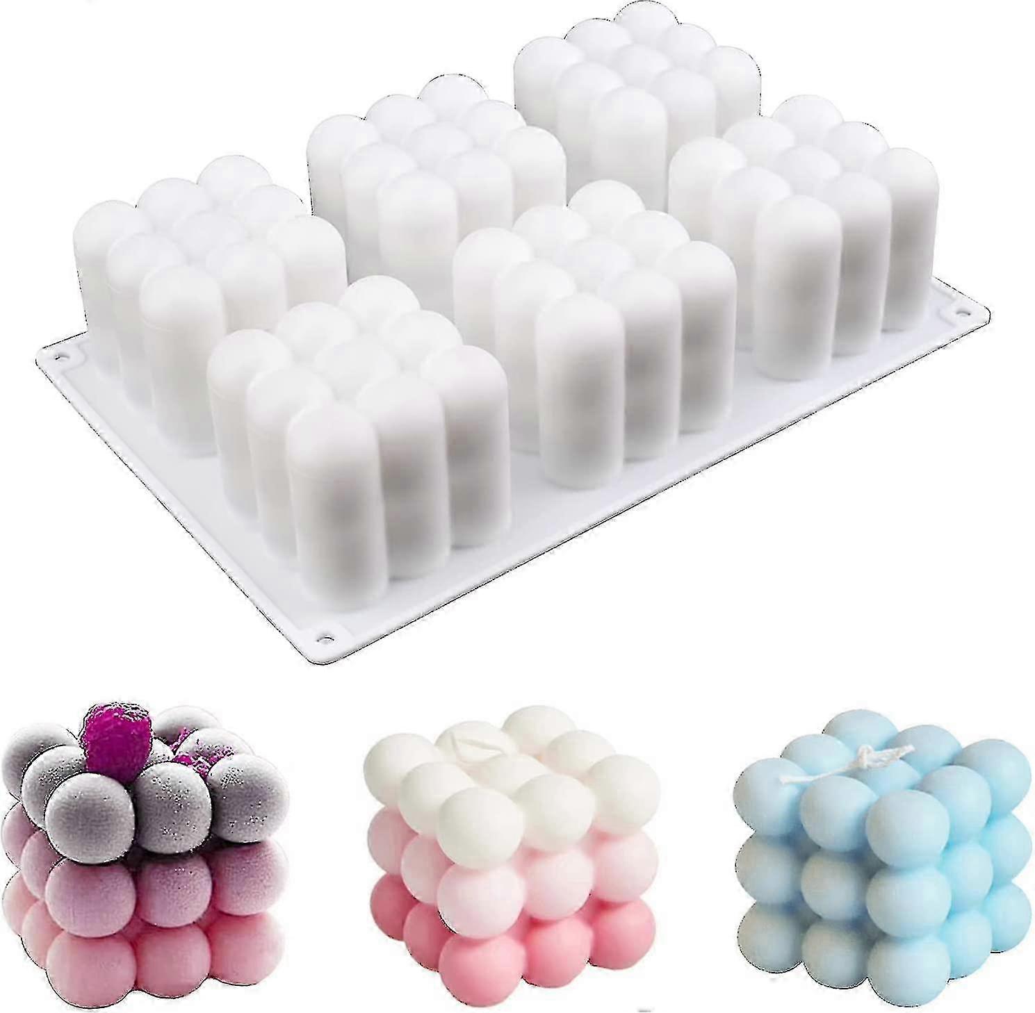 3d Bubble Candle Molds - 6 Cavity Bubble Cube Silicone Mold For Candles Soap