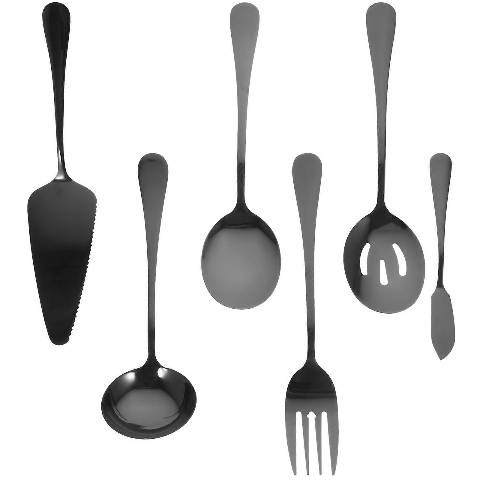 Black Serving Spoon Set for Kids Made of Stainless Steel with Smooth Surface and Safe to Use 1 Set