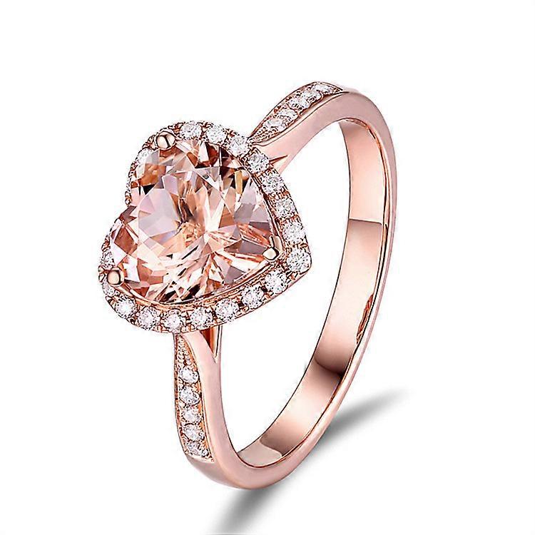 Ring, Women's Natural Morganite Champagne Zircon Open Adjustable