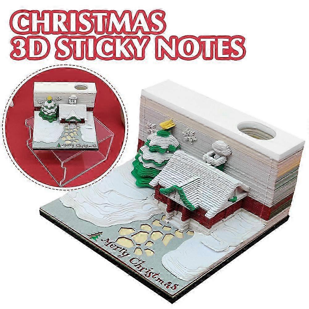 2025 Merry Christmas 3D Model Notepad Paper Cube Sculpture 3D Memo Pad Color Sticky