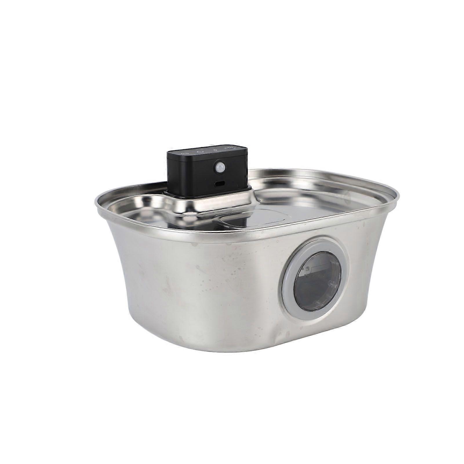 Wireless Cat Water Fountain Stainless Steel Automatic 3.2L Large Capacity Long Lasting Battery Pet Water Fountain EU Plug