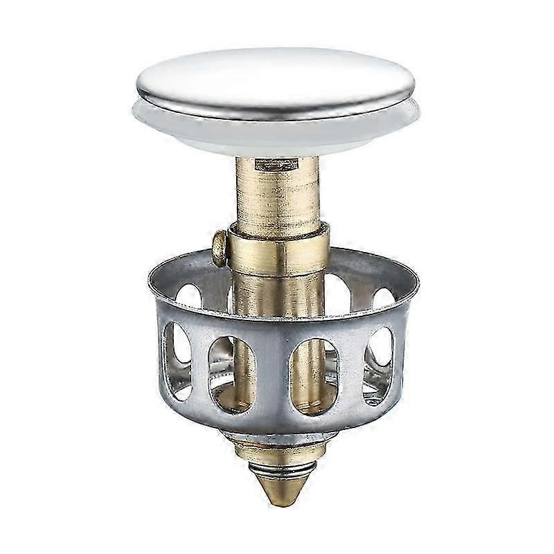 3 Pieces Universal Sink Strainer,Stainless Steel Bounce Core Basin, Sink Sink Strainer, Drain Plug with Strainer with Basket, for Kitchen Bathroom, 35