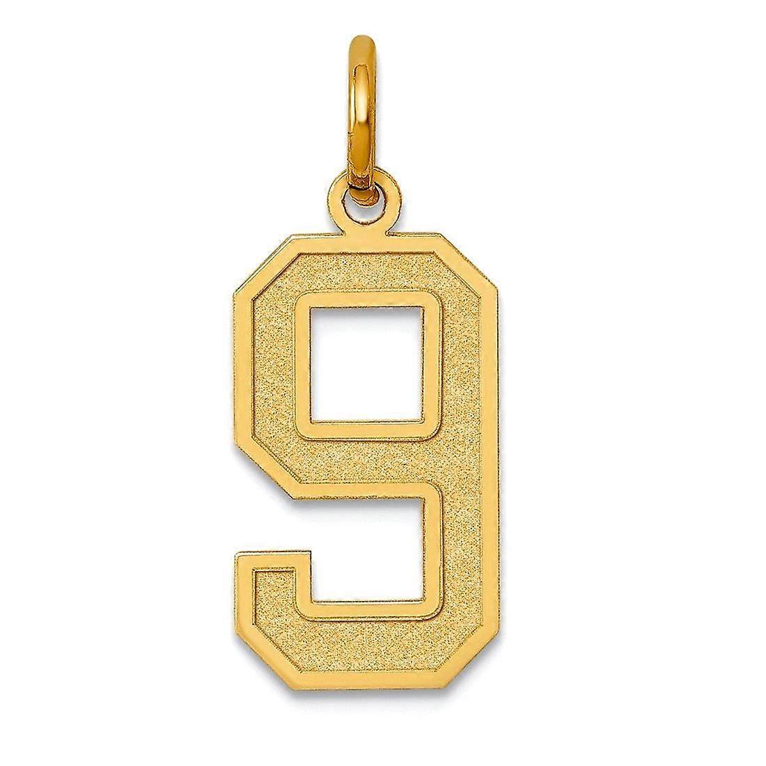8mm 10k Solide Jaune Or Medium Satin Sport jeu Numéro Charme Pendentif Collier pour Femmes