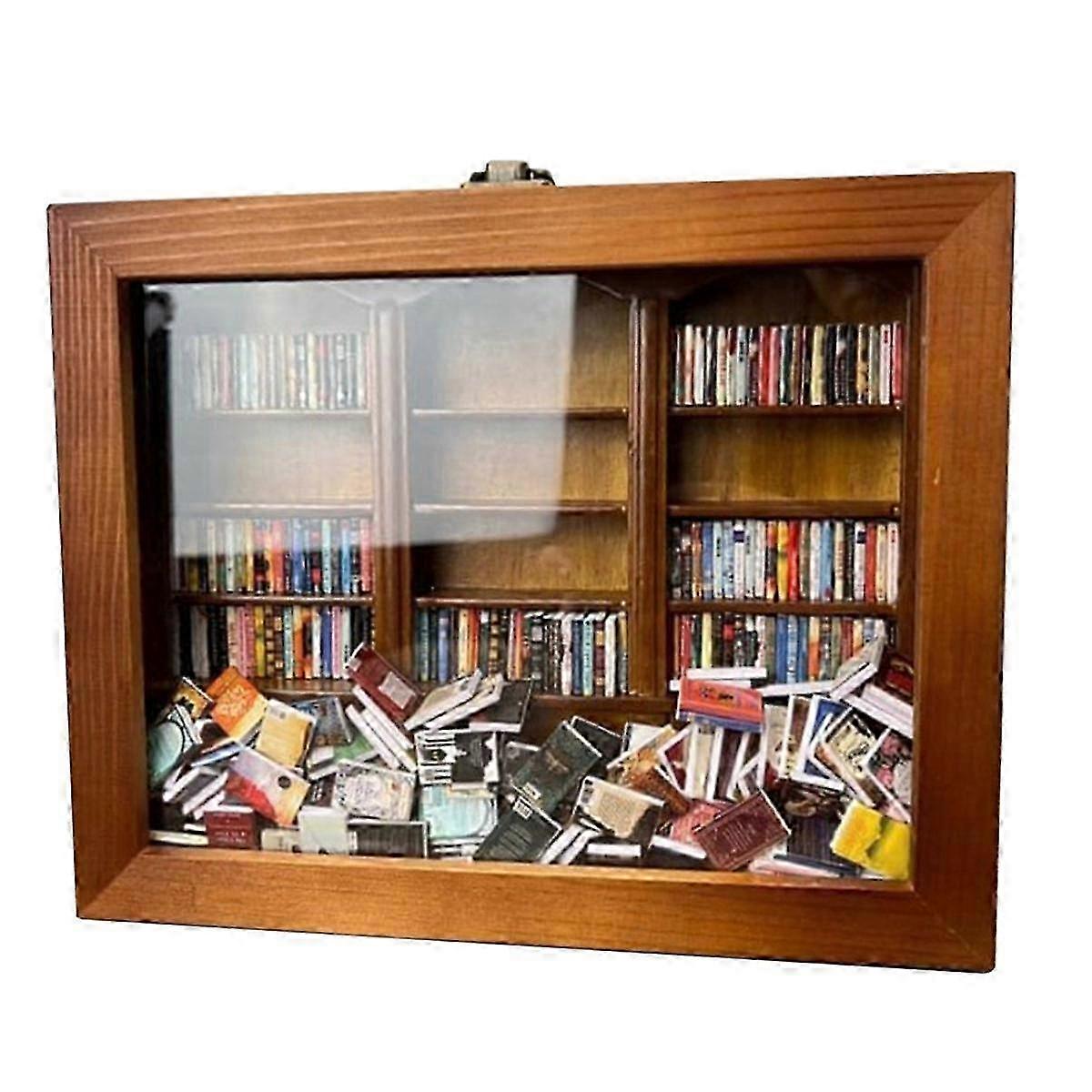 Desktop bookshelf ornament, wooden mini, decompression and organization