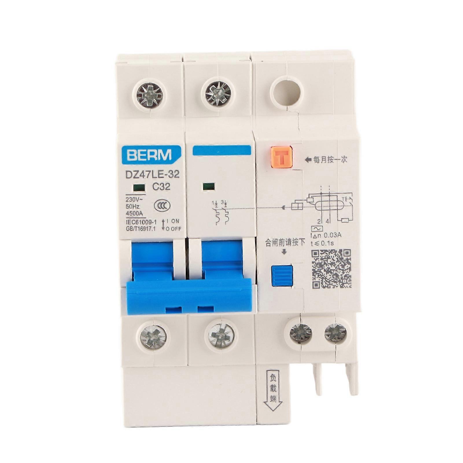 Disjoncteur différentiel DZ47LE‑32 2p N C32 230 V 32 A 30 mA