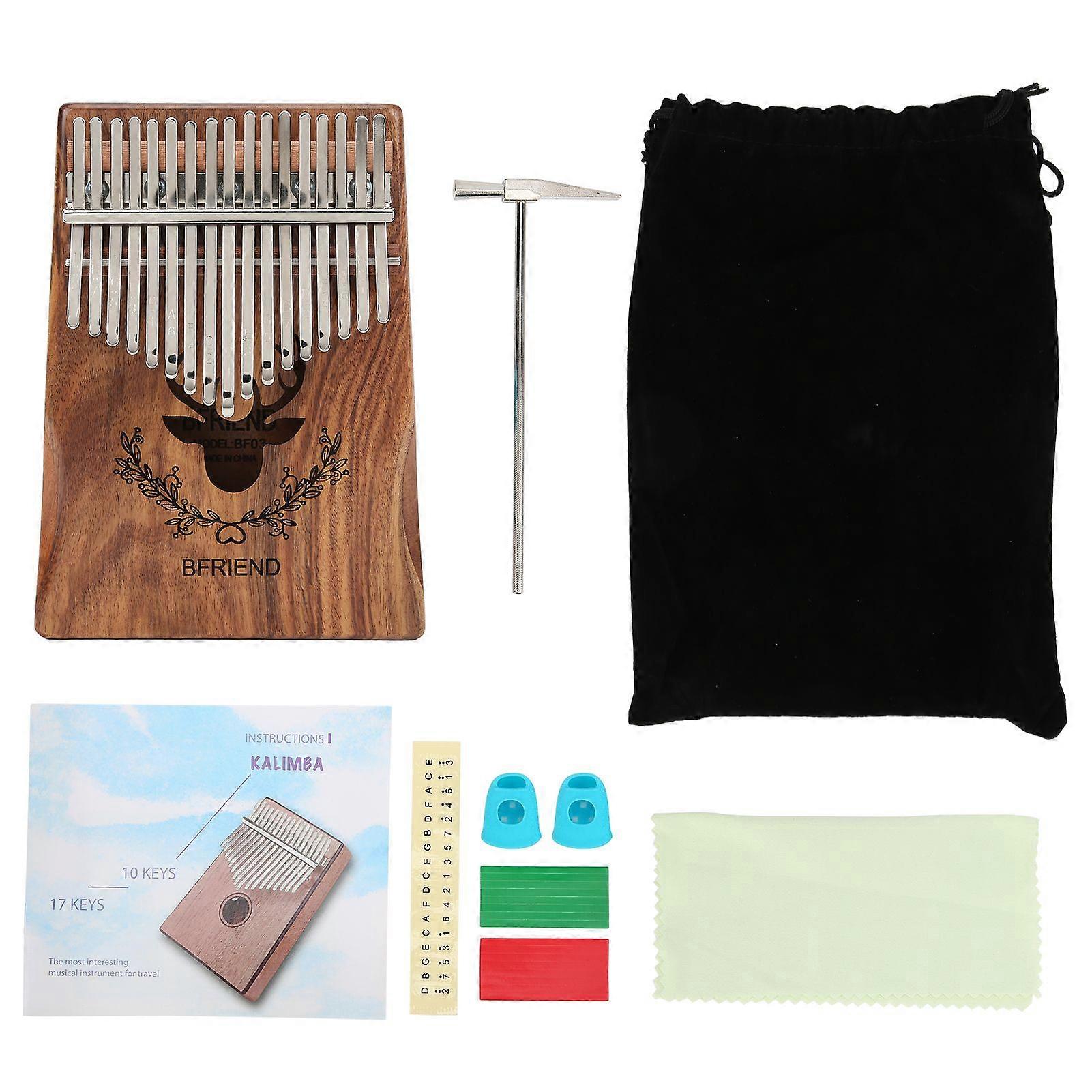Piano à pouce Kalimba 17 touches en bois, instrument portable avec marteau d'accordage, cadeau