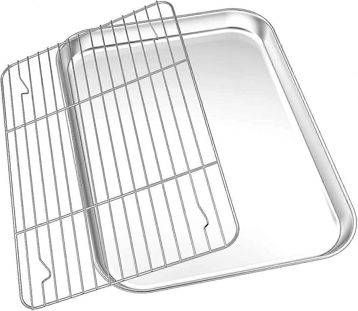 Stainless Steel Baking Sheet with Rack Set, Cookie Sheet Pan for Oven, Oven Tray with Wire Cooling Rack - Dishwasher Safe