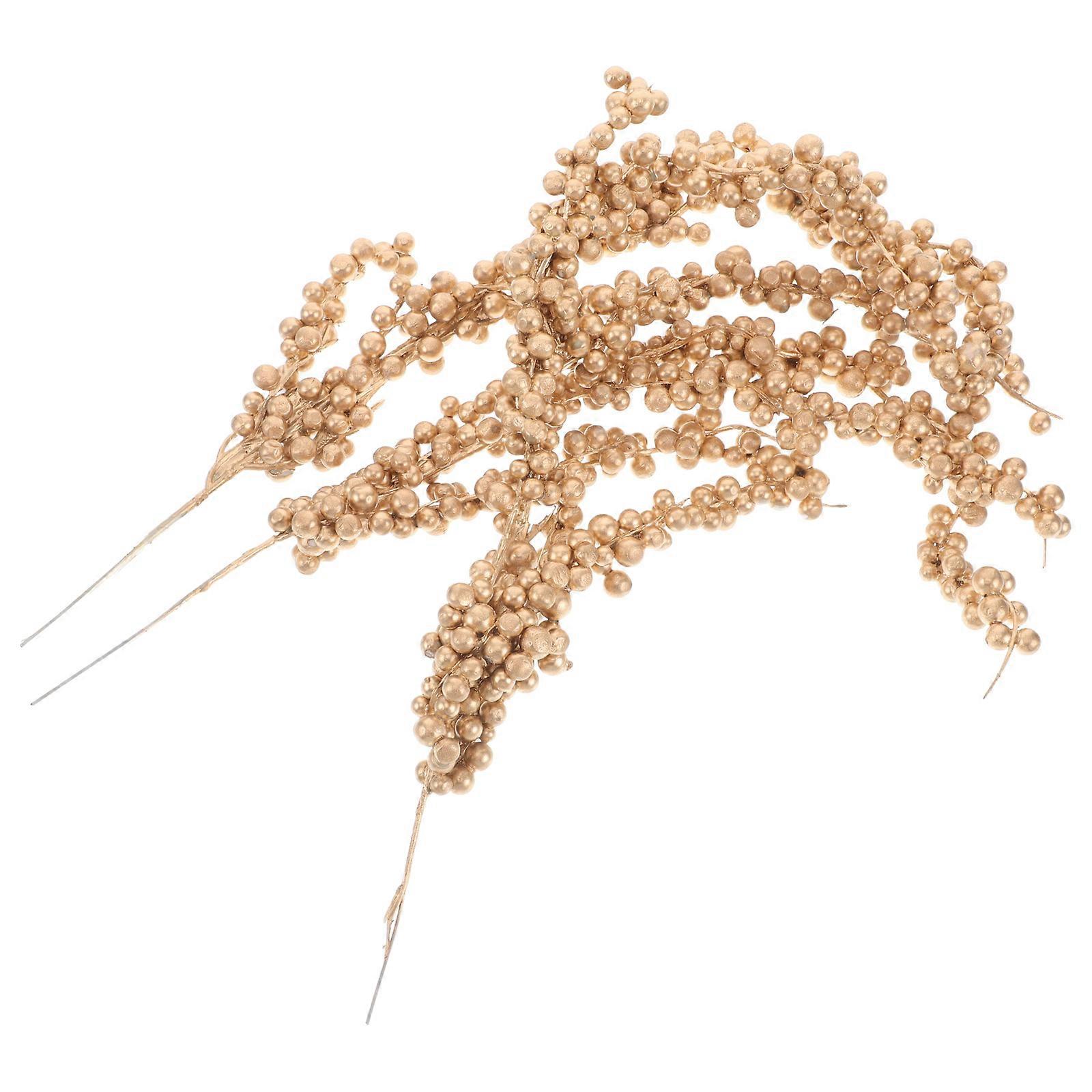 Simulated Berry Branches Golden Christmas Tree Branch for Decor 18Pcs