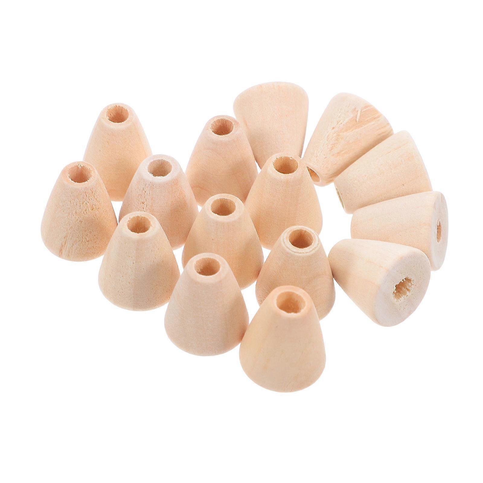 Cone Shape Wooden Beads for DIY Crafts Making 200Pcs Durable Material