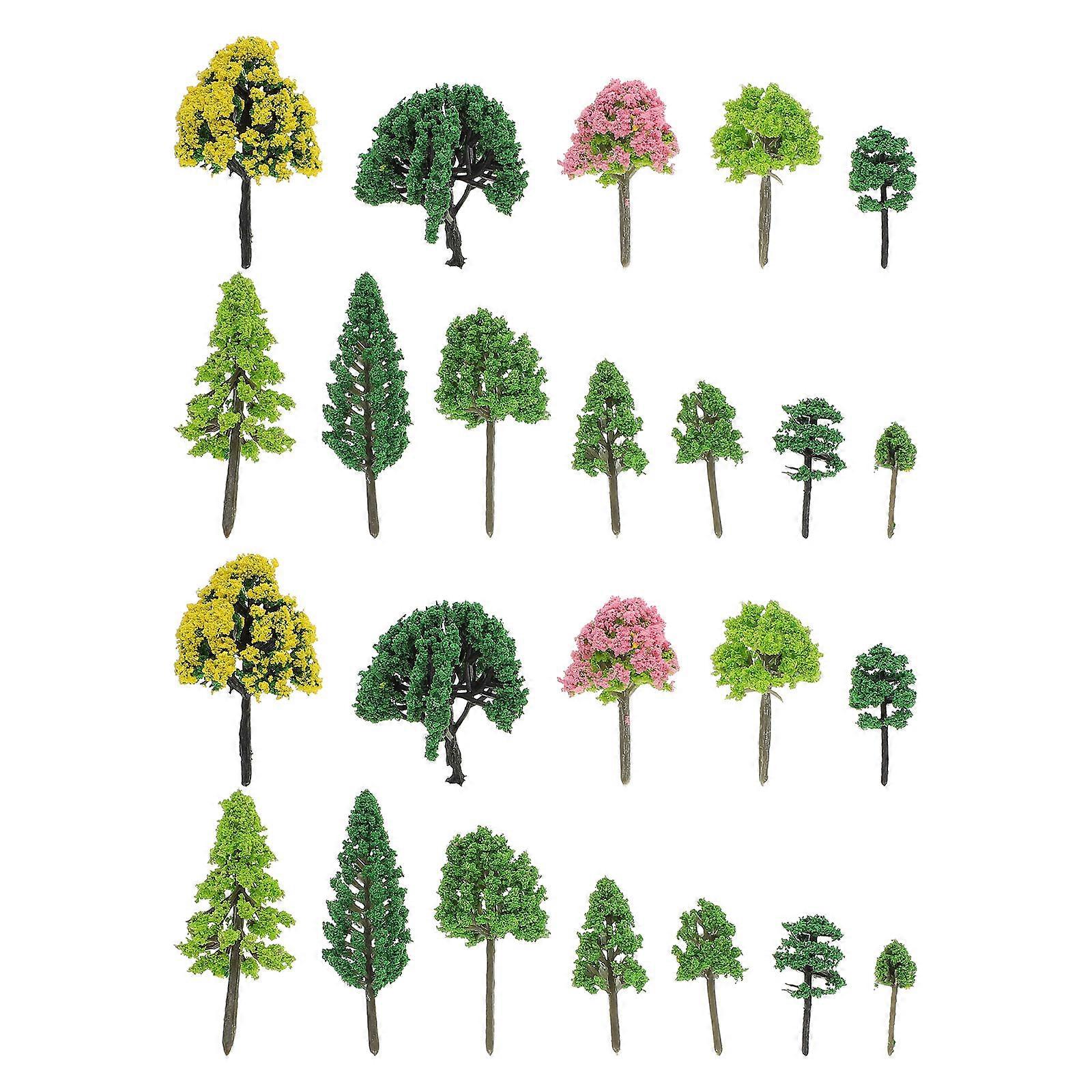 Mini Tree Models Plastic Simulated Trees for Decoration 55Pcs