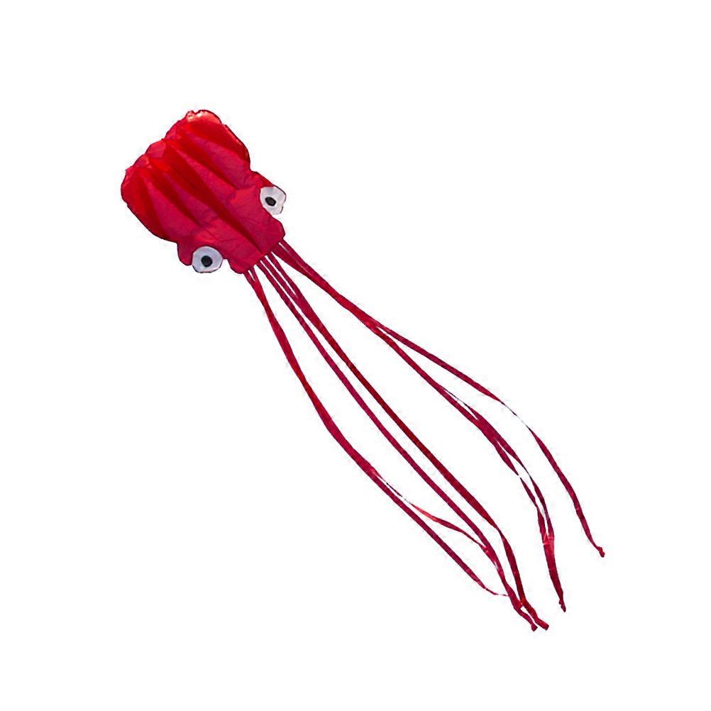 Squid Kite for Fun Red Large Easy Flyer with 30m Flying Line
