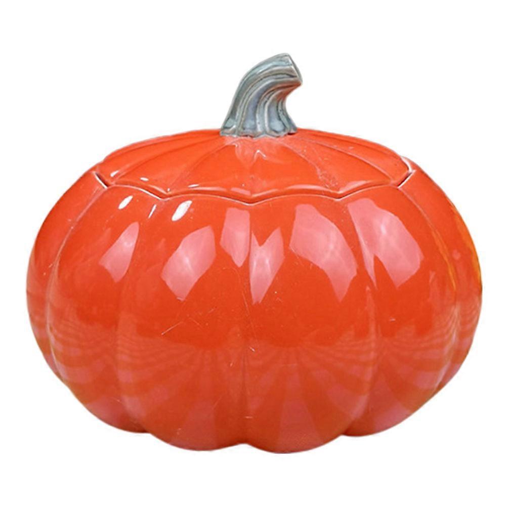Pumpkin Ceramic Tea Canister 1Pcs For Store Use 5.1x5.1x4.3In Unique Design Moisture-proof