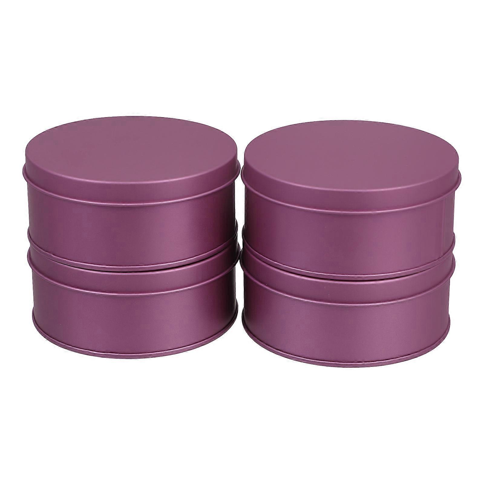 Cookie Tin Violet Large Round Tin Box for Storage Use 4Pcs Metal Containers