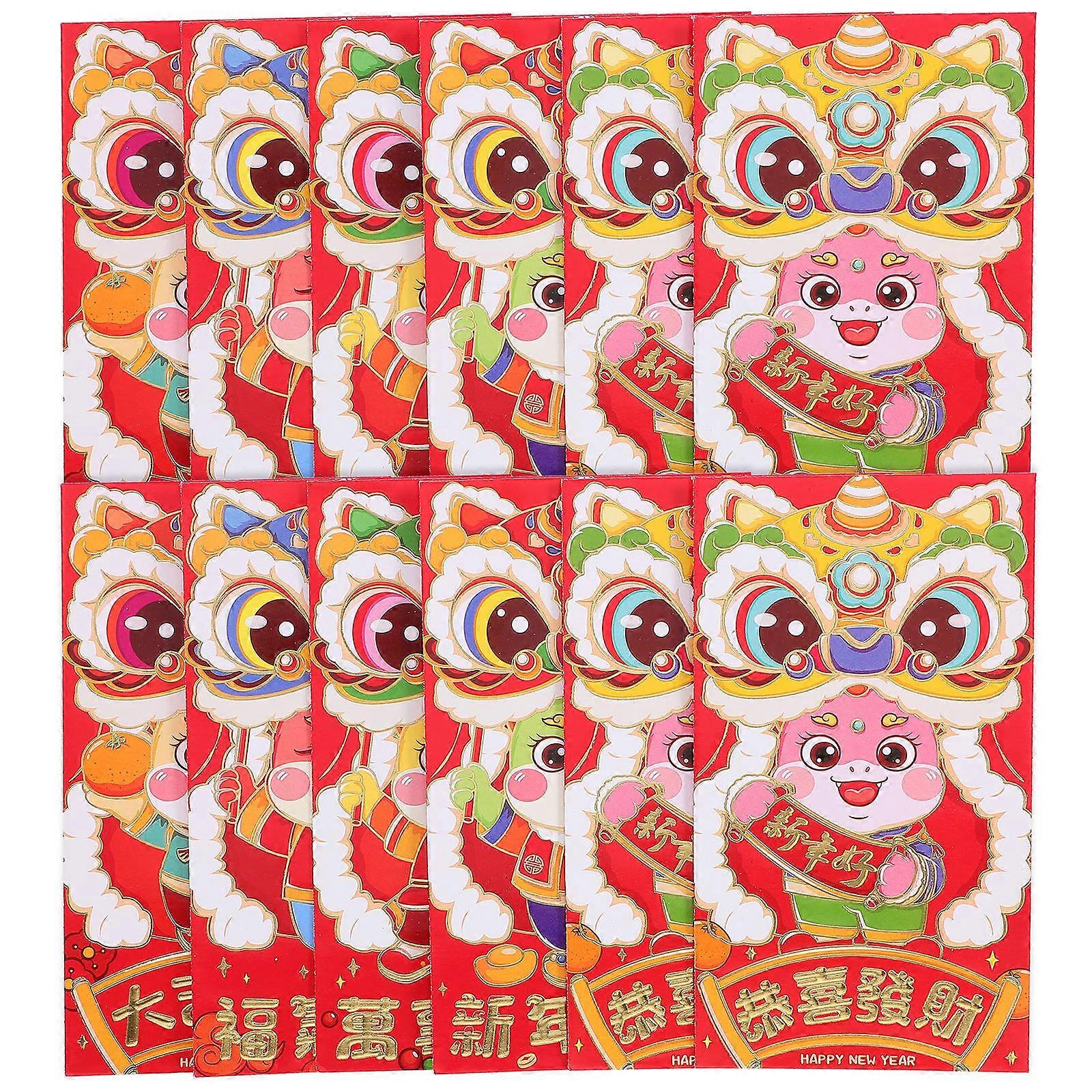 Chinese New Year Red Envelopes 300 Pcs Traditional Design Gift Holding Rectangular Assorted Color Storage Packets