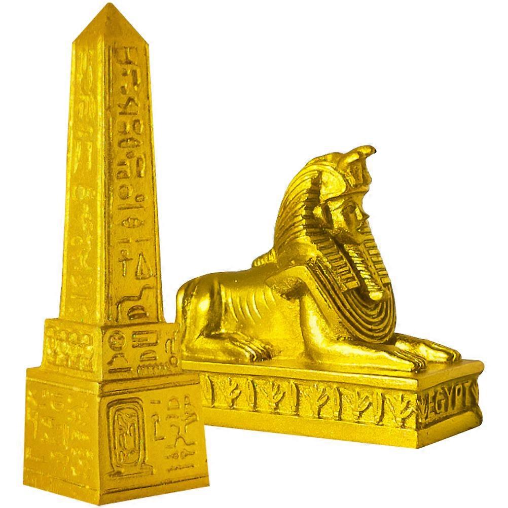 Golden Resin Ancient Egypt Statue Sphinx Figurine for Decoration 2Sets