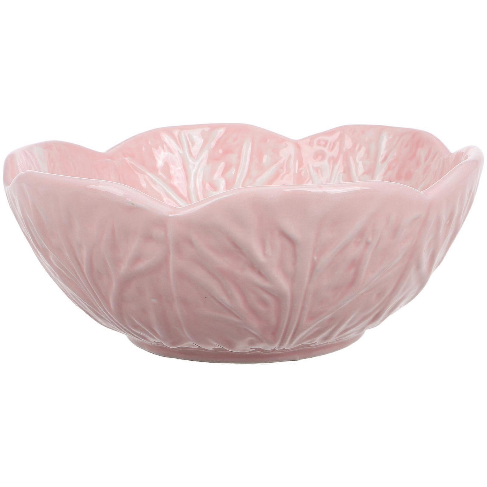 2Pcs Ceramic Candy Dish for Serving Snacks Pink Creative Cabbage Plate