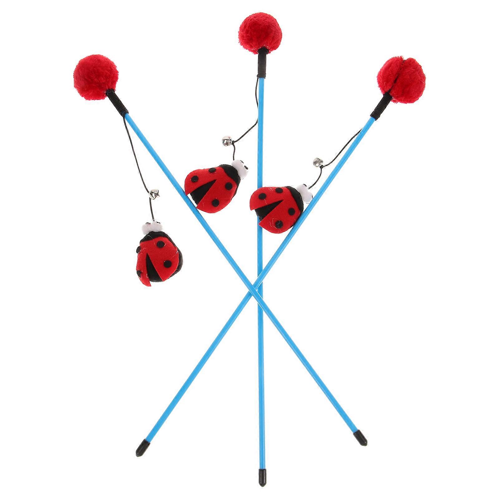 Interactive Cat Teaser Wand Toy 3Pcs Assorted Color Indoor Playtime Pet Bonding Training
