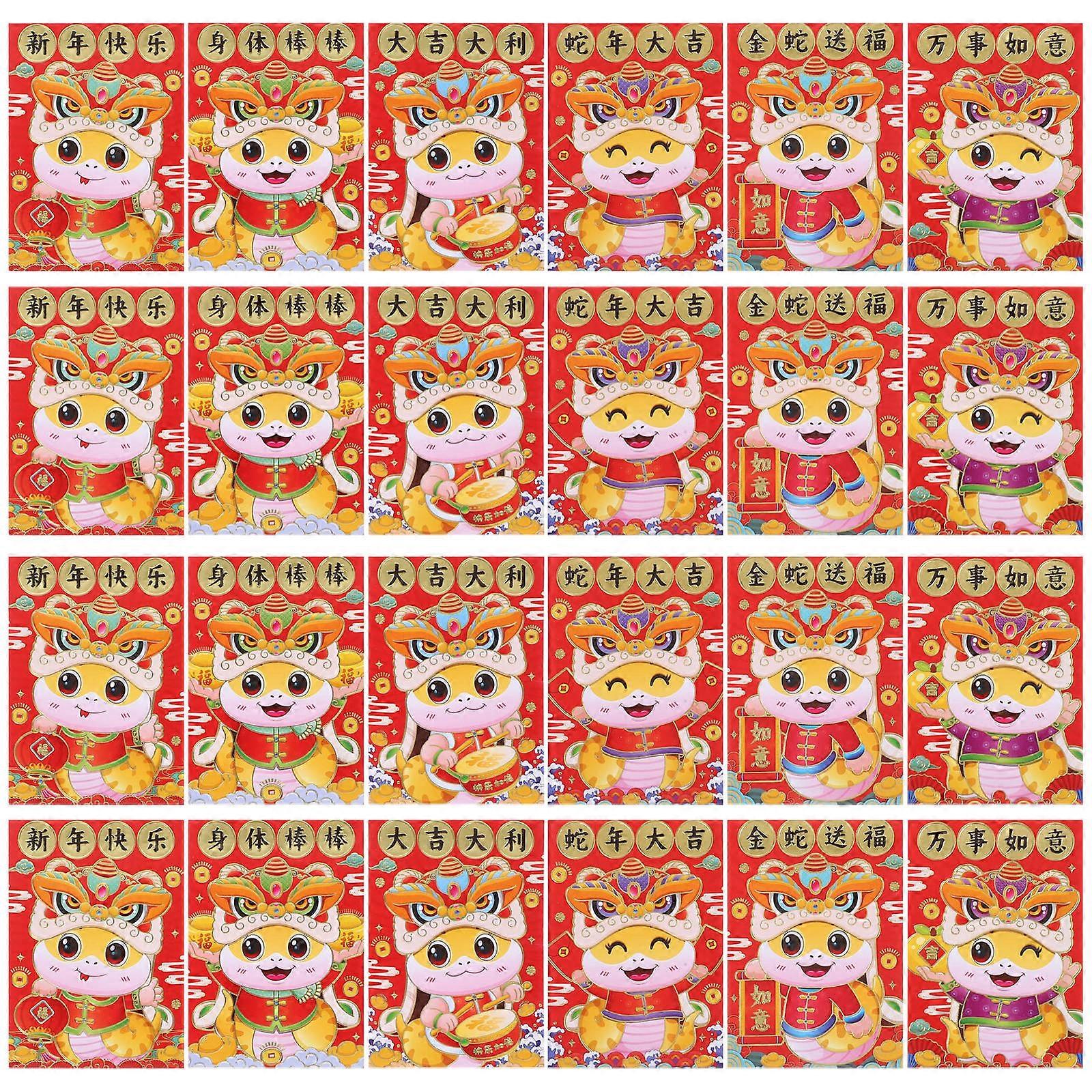 Spring Festival Paper Red Envelope 60Pcs Cartoon Snake Design Celebrations For Companies Versatile Large Capacity