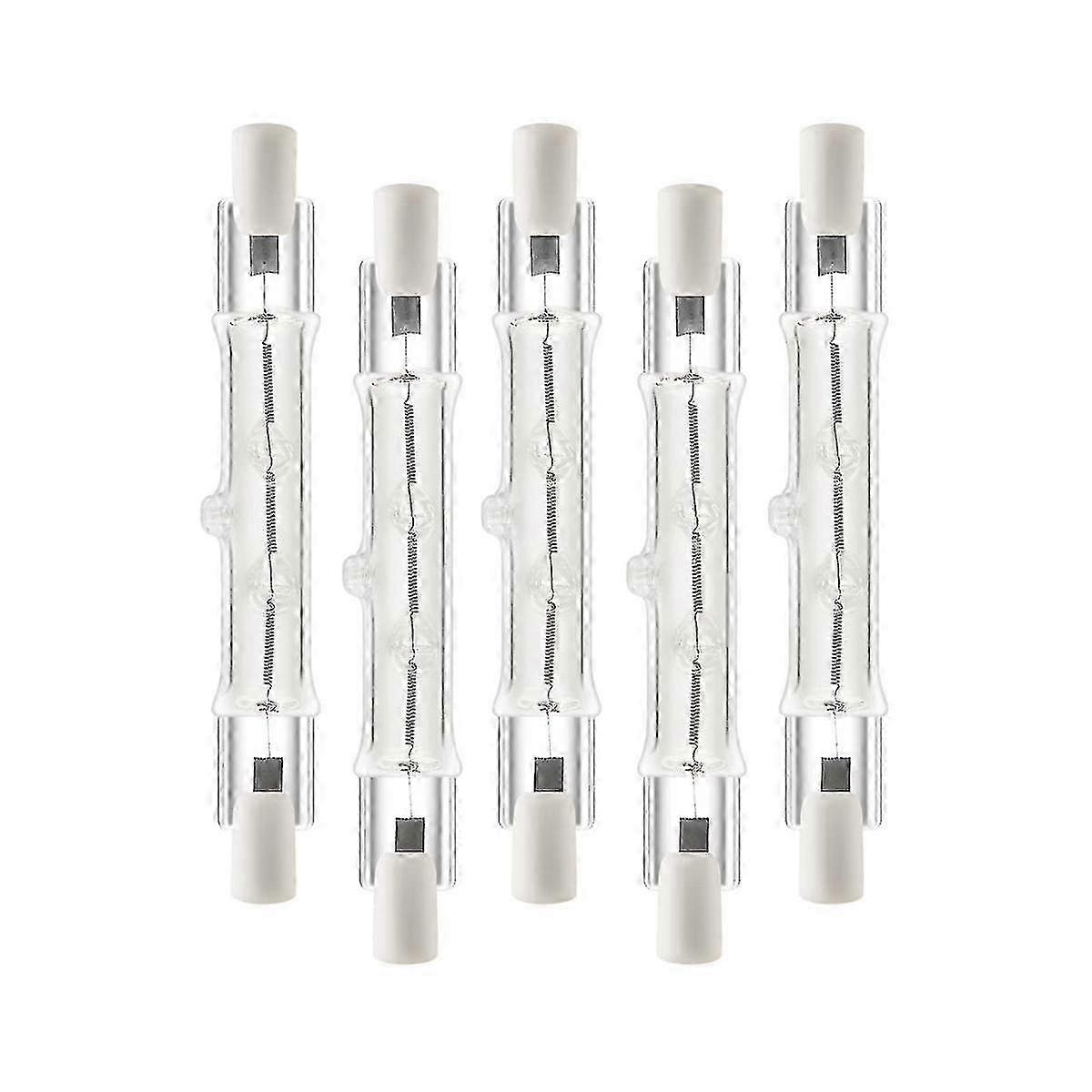 5 Pack R7s 118mm 300W 230V Halogen Linear Bulbs - Dimmable Work Lights for Construction